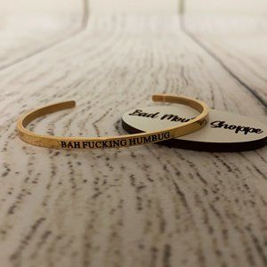 *Metal Marvels Bah Fucking Humbug Dainty Bangle in Gold